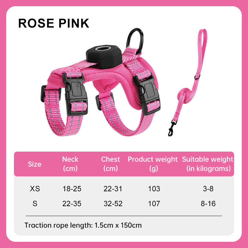 Reflective Escape-Proof Cat Harness – Adjustable Vest with Built-in AirTag Holder for Outdoor Walking