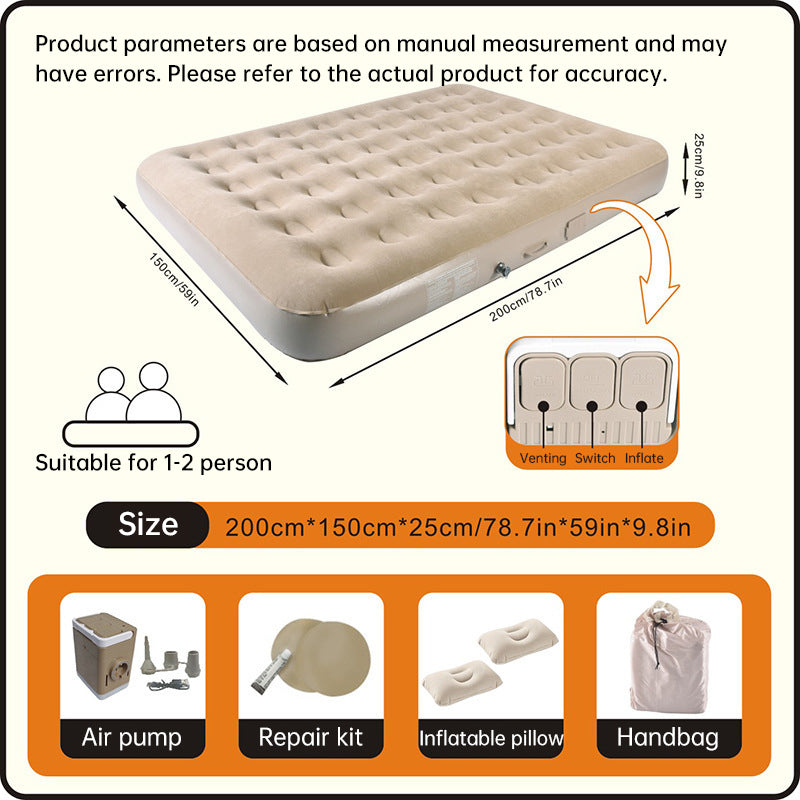 One-Touch Self-Inflating Air Mattress with Built-in Pump – Portable, Moisture-Resistant Camping & Travel Air Bed